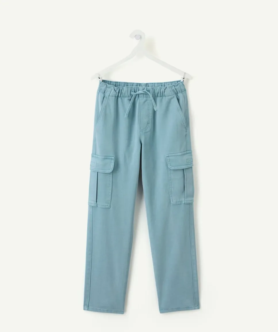 Pantalon cargo garçon droit bleu