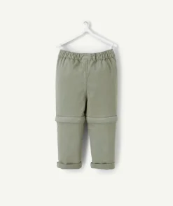 Pantalon chino bébé garçon évolutif kaki avec cordons