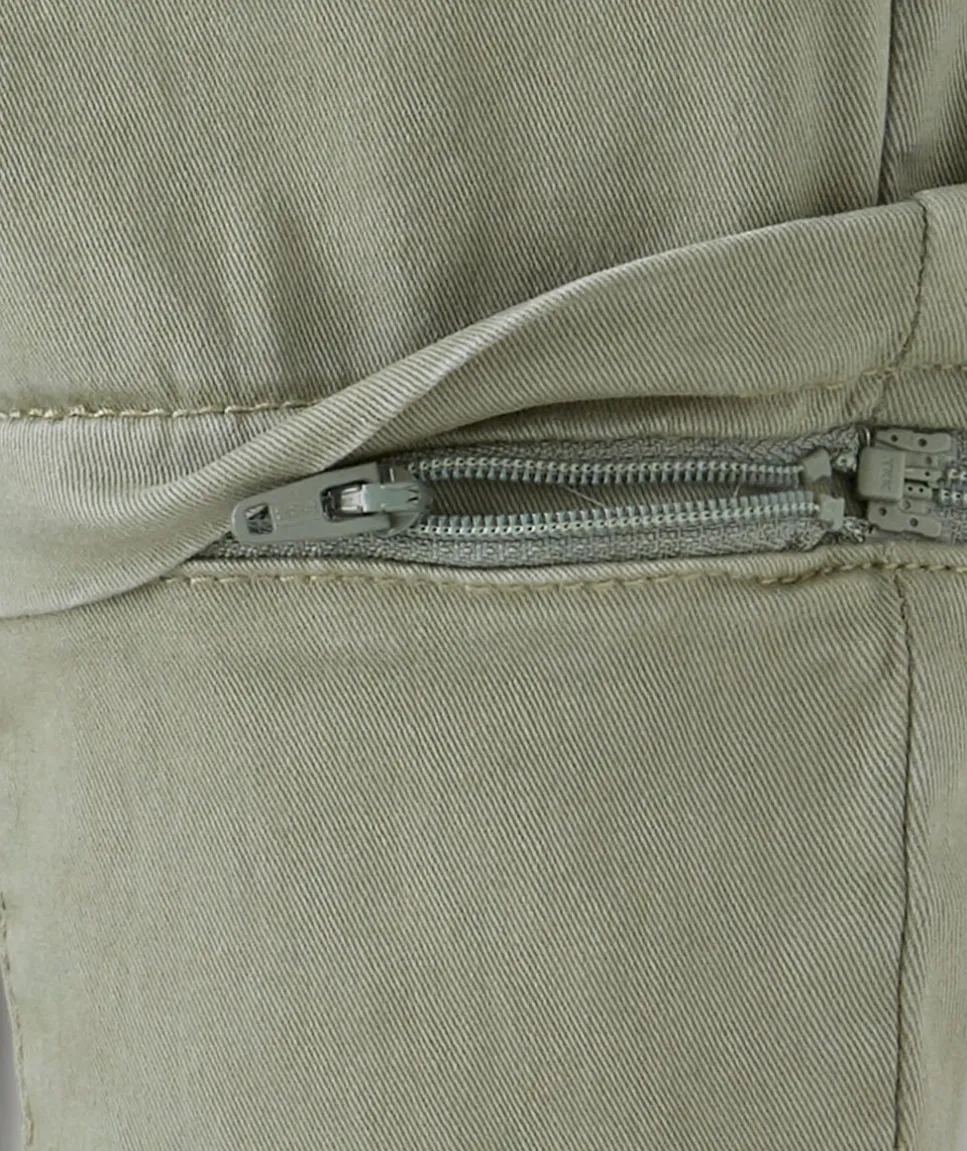 Pantalon chino bébé garçon évolutif kaki avec cordons