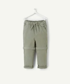 Pantalon chino bébé garçon évolutif kaki avec cordons
