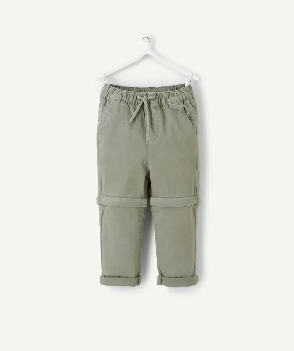 Pantalon chino bébé garçon évolutif kaki avec cordons
