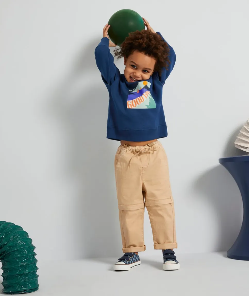 Pantalon chino évolutif beige avec cordons en fibres recyclées