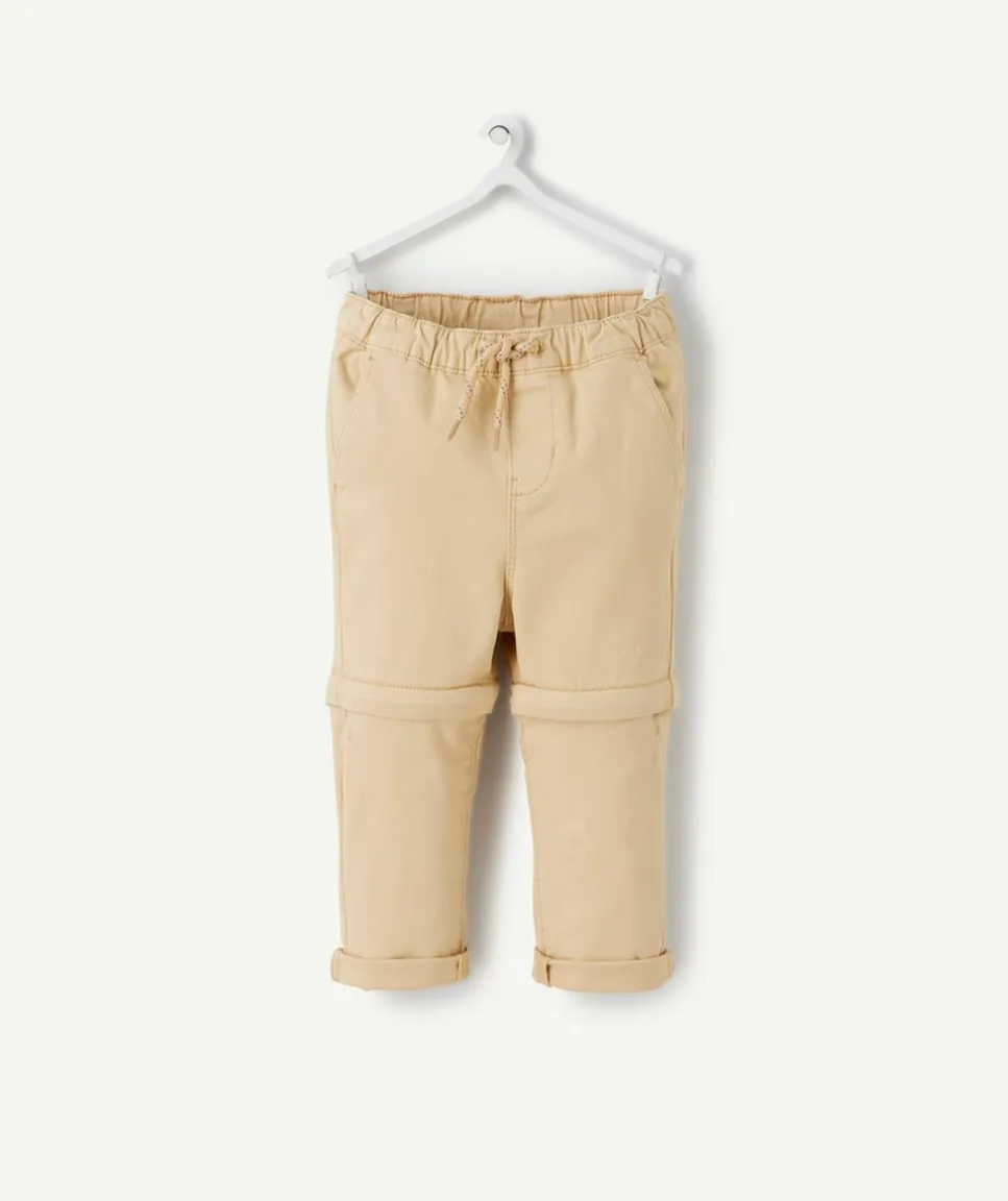 Pantalon chino évolutif beige avec cordons en fibres recyclées