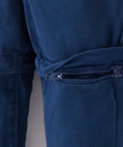 Pantalon chino évolutif bleu marine avec cordons en fibres recyclées