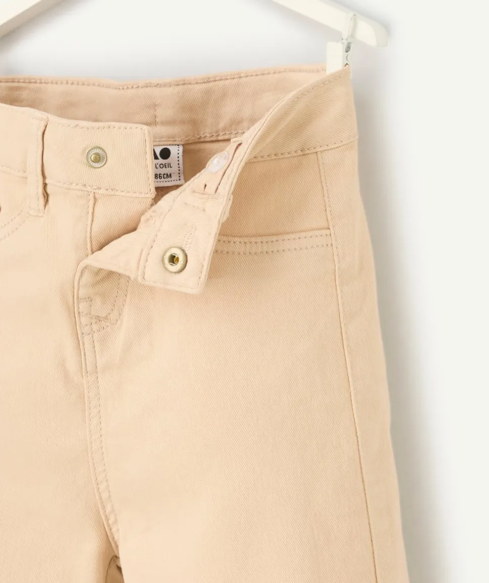Pantalon coupe large bébé fille en fibres recyclées beige