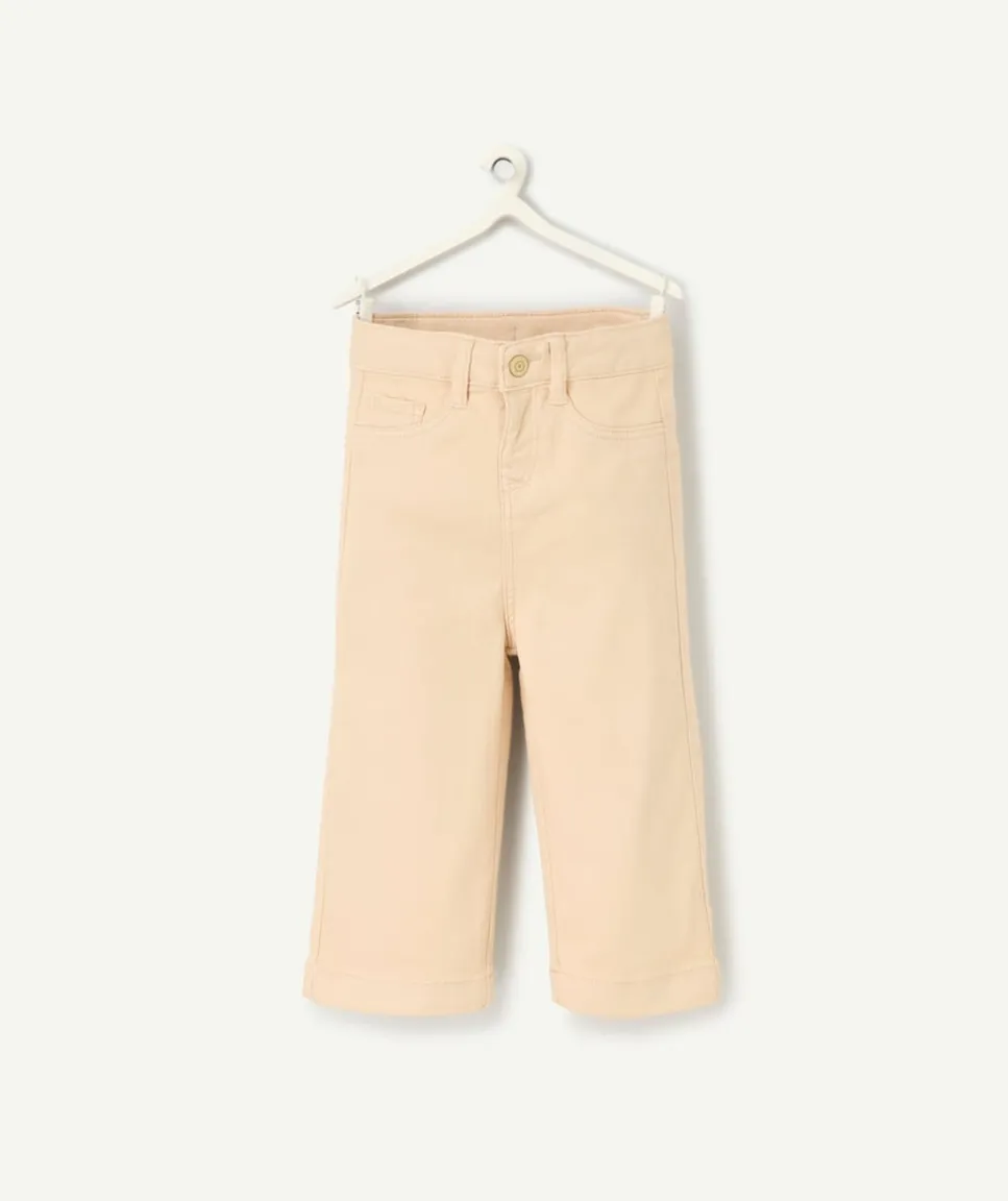 Pantalon coupe large bébé fille en fibres recyclées beige