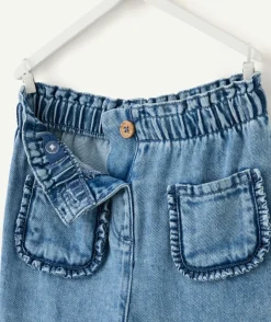 Pantalon denim bébé fille broderies