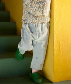 Pantalon denim bébé fille droit imprimé fleuri