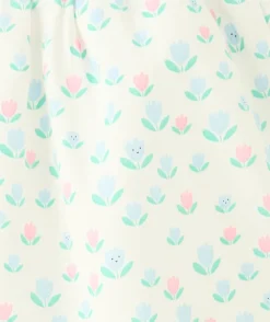 Pantalon droit bébé fille blanc imprimé fleurs