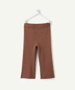 Pantalon droit bébé fille côtelé marron