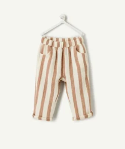 Pantalon droit bébé garçon rayé marron