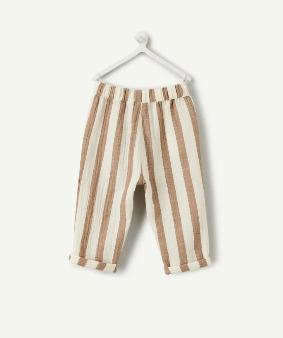 Pantalon droit bébé garçon rayé marron