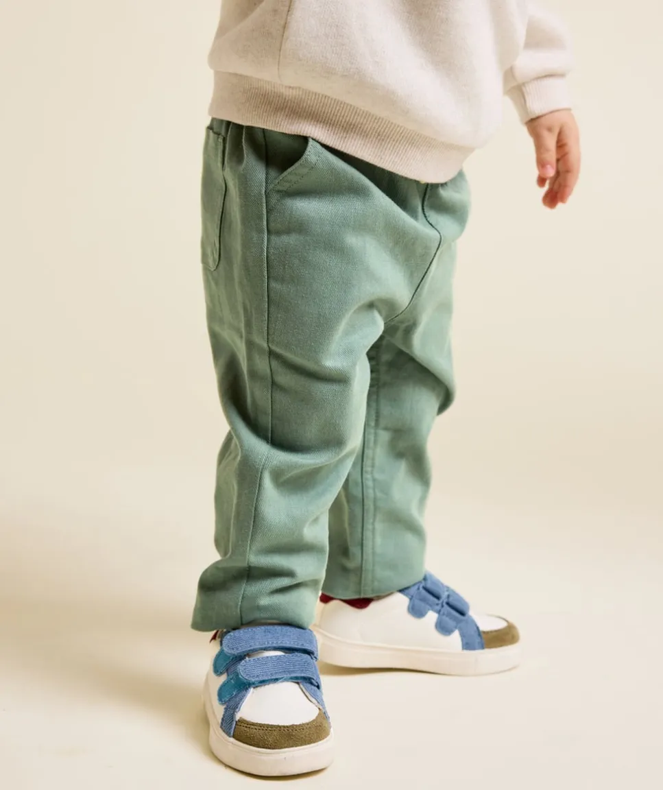Pantalon droit bébé garçon vert coton