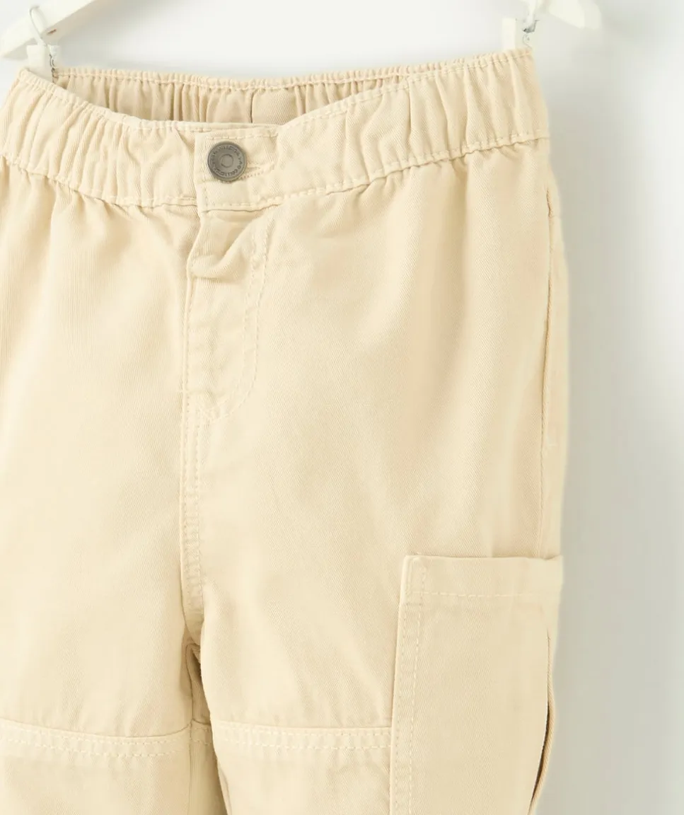 Pantalon droit cargo bébé garçon en viscose labellisée écru