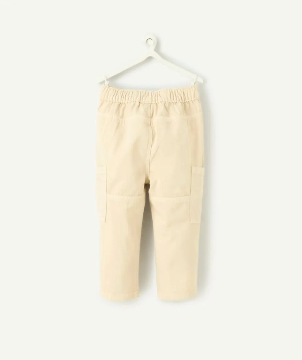 Pantalon droit cargo bébé garçon en viscose labellisée écru