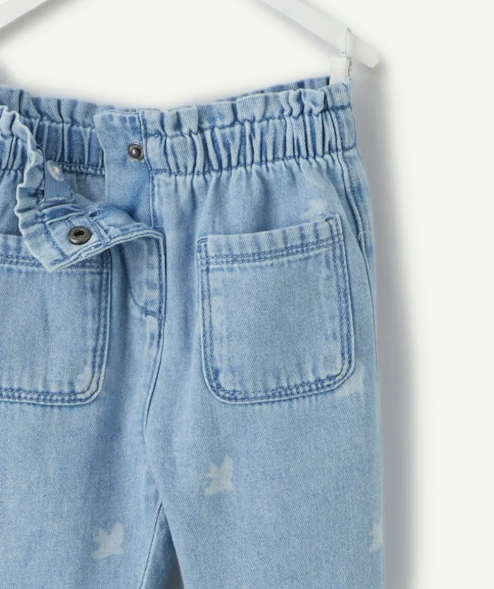 Pantalon droit denim bébé fille imprimé bleu