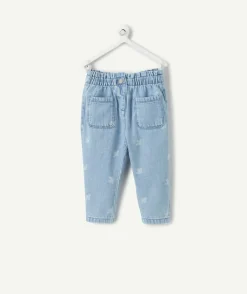 Pantalon droit denim bébé fille imprimé bleu
