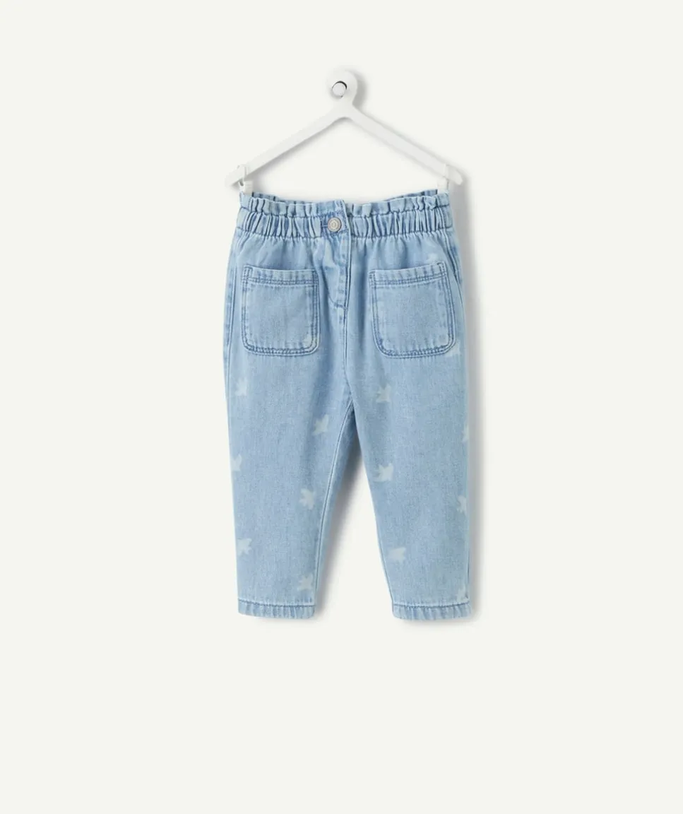 Pantalon droit denim bébé fille imprimé bleu