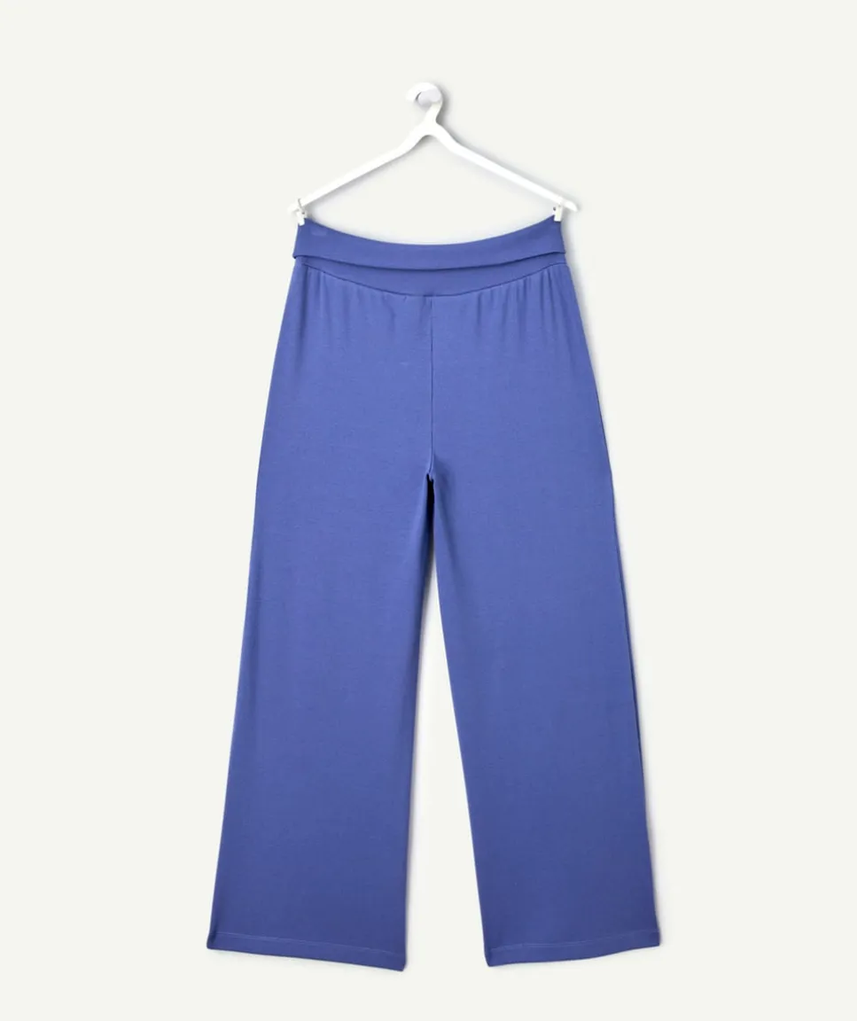 Pantalon fille ample bleu