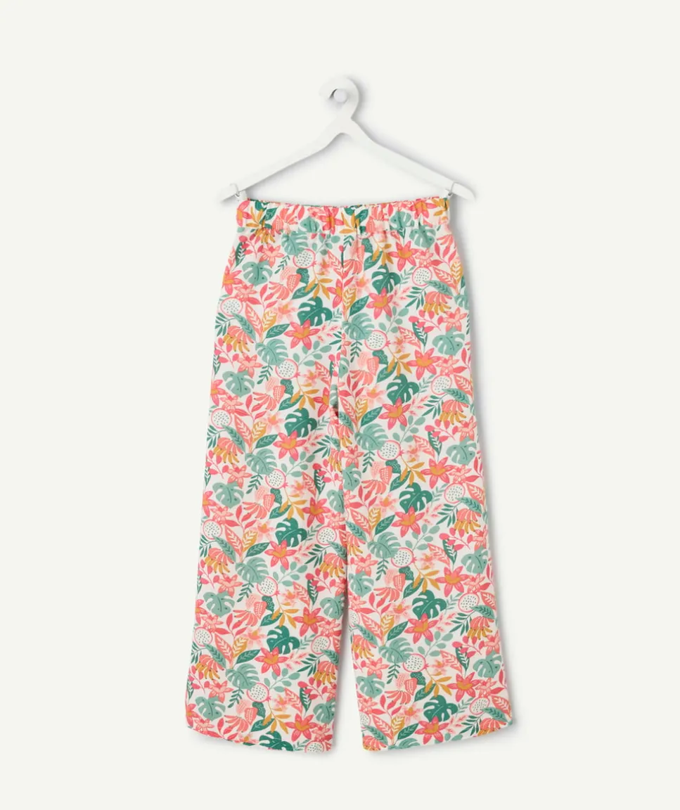 Pantalon fille ample imprimé floral multicolore