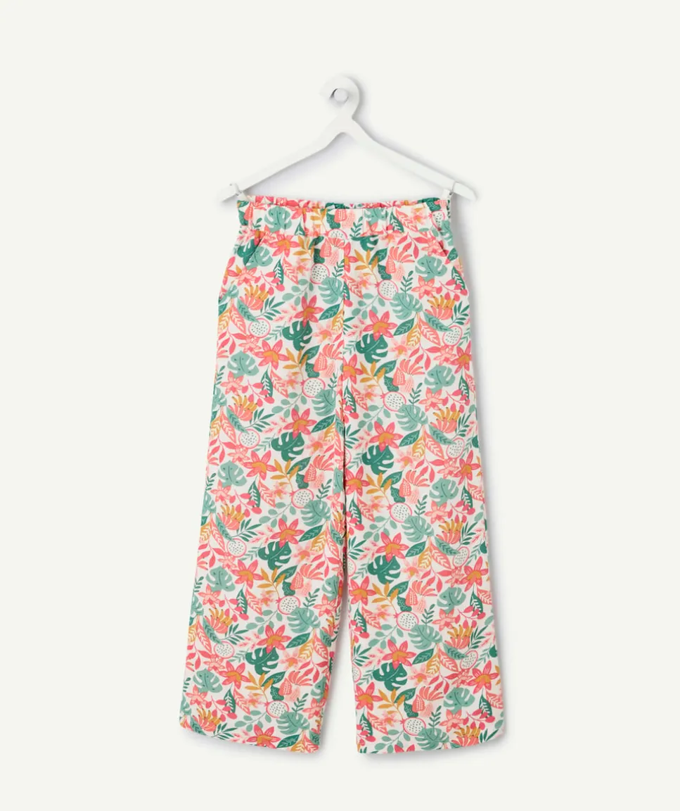 Pantalon fille ample imprimé floral multicolore