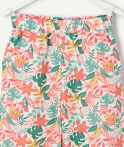 Pantalon fille ample imprimé floral multicolore