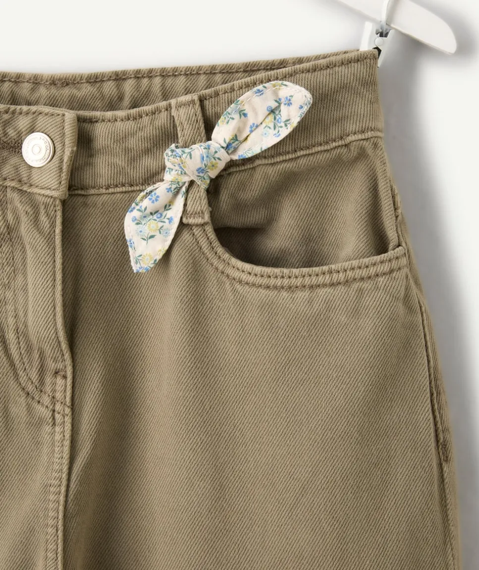 Pantalon fille balloon kaki
