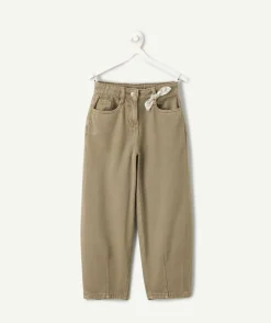 Pantalon fille balloon kaki