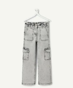 Pantalon fille cargo gris