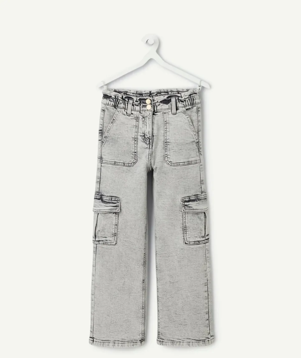 Pantalon fille cargo gris