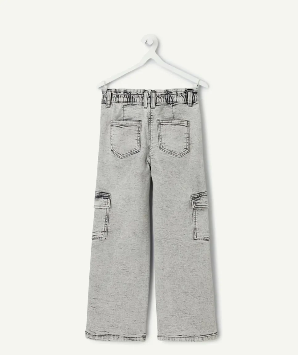 Pantalon fille cargo gris