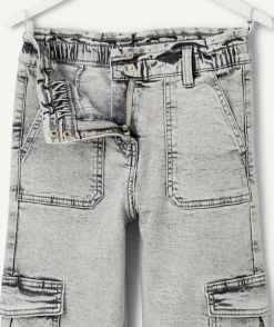 Pantalon fille cargo gris