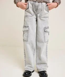 Pantalon fille cargo gris
