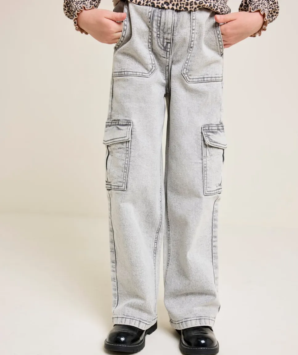 Pantalon fille cargo gris