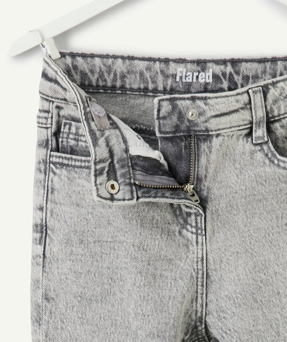 Pantalon fille flared denim gris