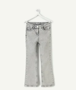 Pantalon fille flared denim gris