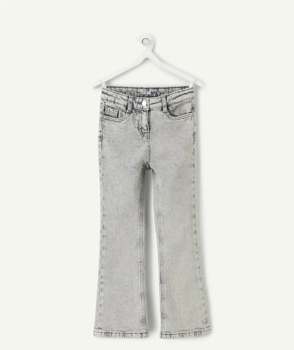 Pantalon fille flared denim gris