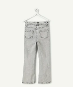 Pantalon fille flared denim gris
