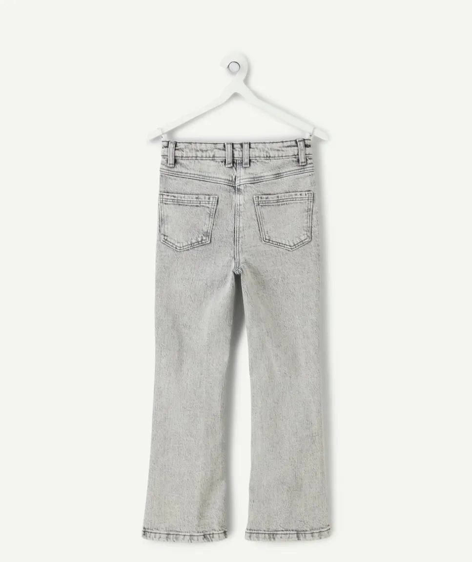 Pantalon fille flared denim gris