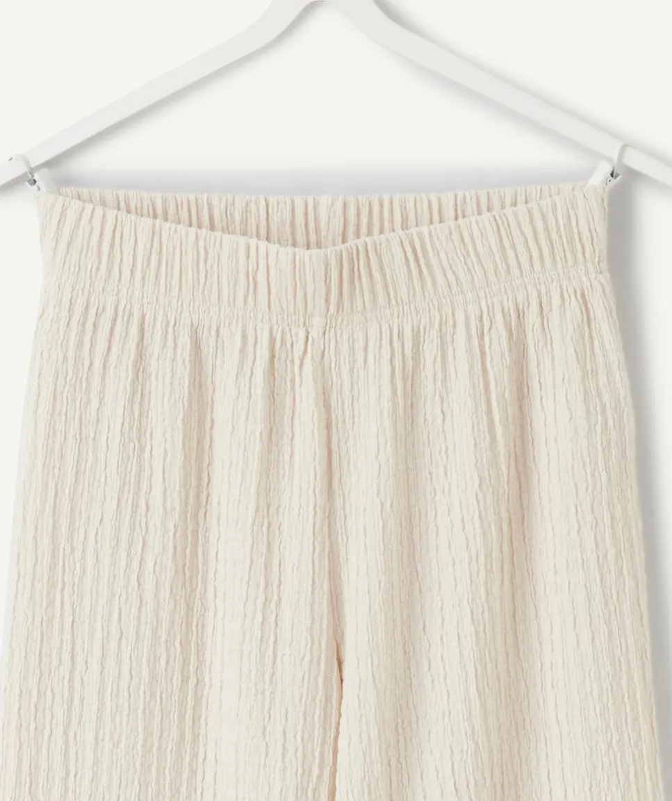 Pantalon fille large beige