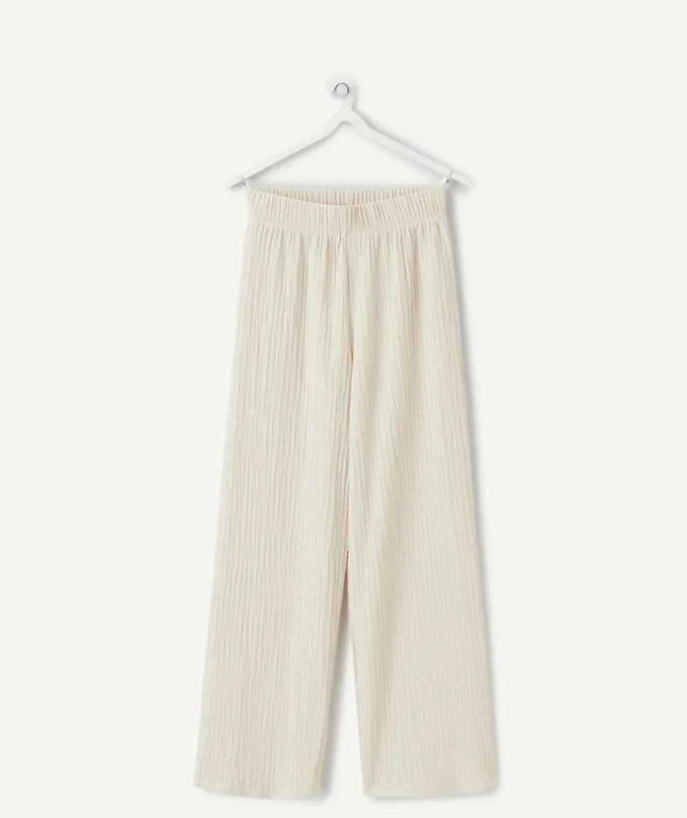 Pantalon fille large beige