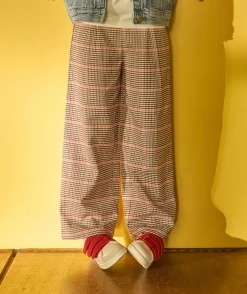 Pantalon fille large à carreaux