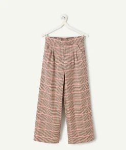 Pantalon fille large à carreaux