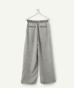 Pantalon fille large gris