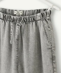Pantalon fille large gris