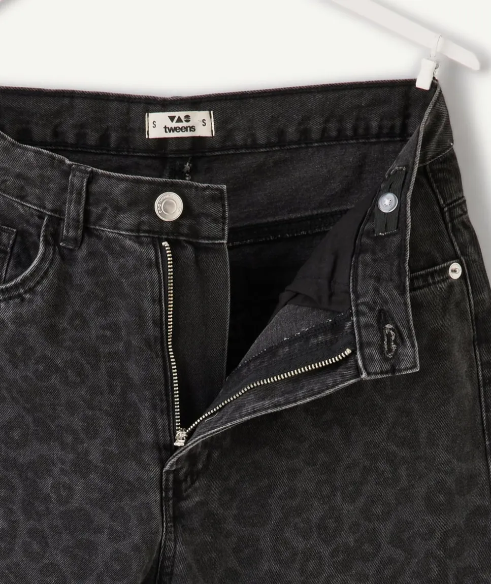 Pantalon fille large imprimé noir