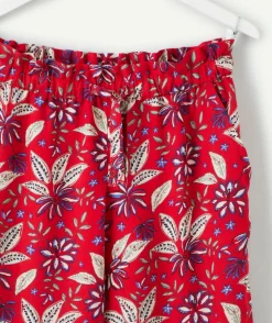Pantalon fille large imprimé rouge