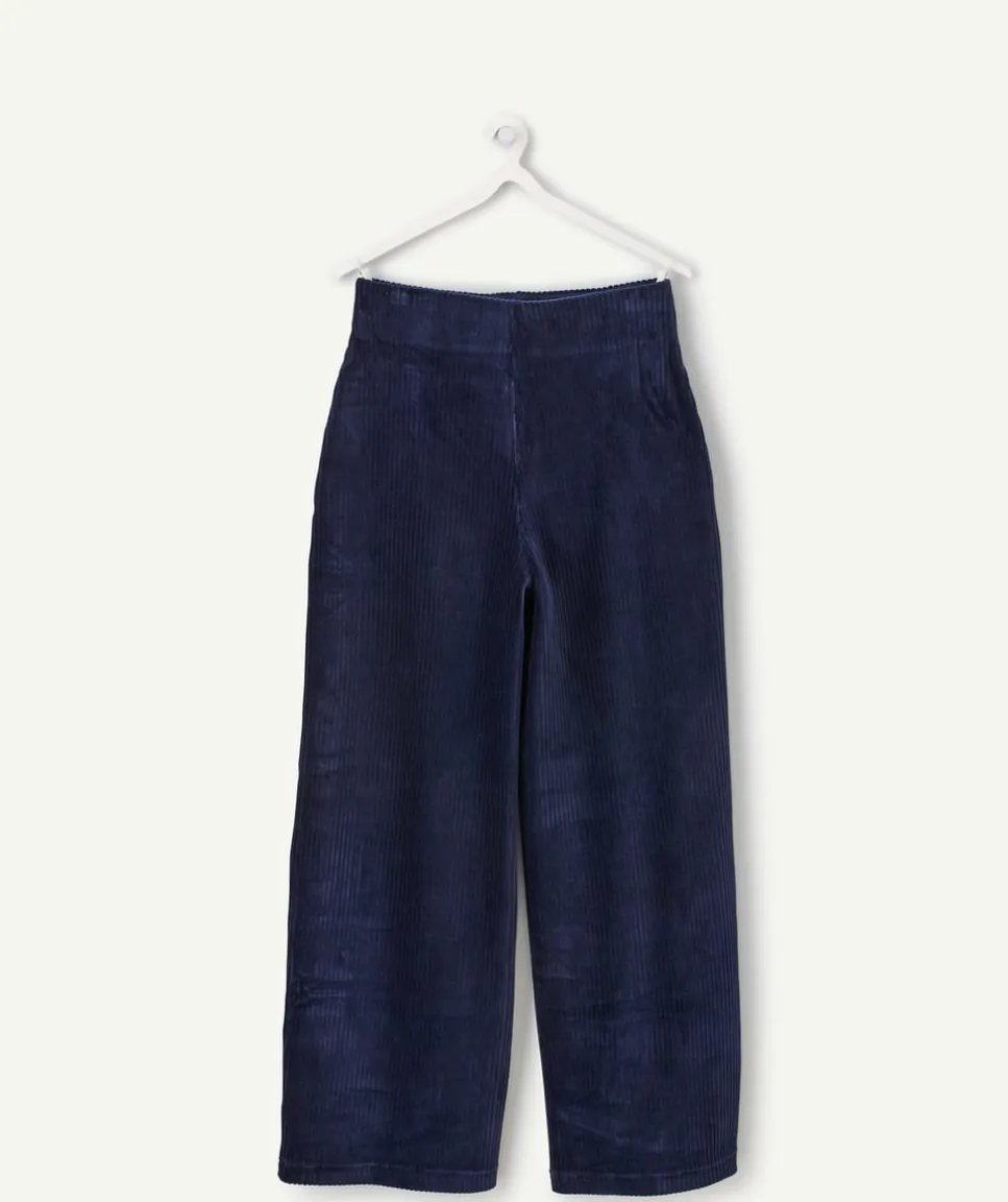 Pantalon fille large marine