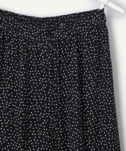Pantalon fille large noir imprimé