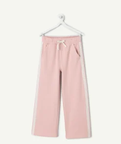 Pantalon fille large rose dentelle taille élastique